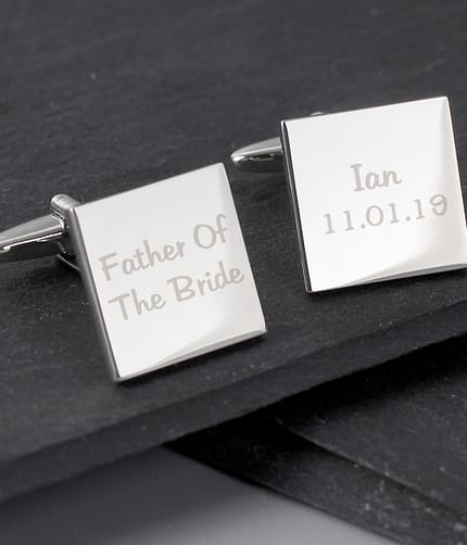 Personalised Wedding Role Square Cufflinks - 2 line - ItJustGotPersonal.co.uk