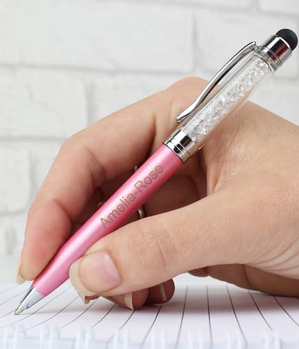 Personalised Diamante Elements Pink Pen - ItJustGotPersonal.co.uk