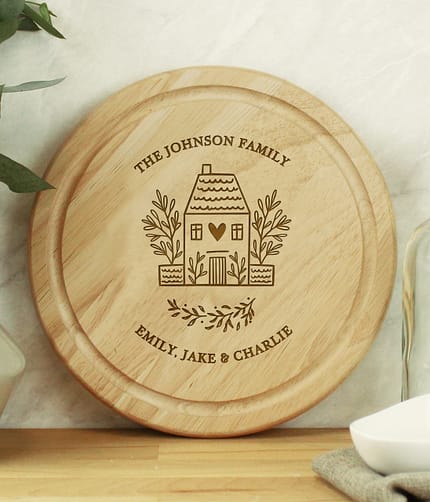Personalised HOME Round Chopping Board - ItJustGotPersonal.co.uk