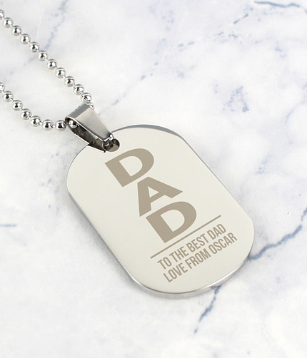 Personalised Dad Stainless Steel Dog Tag Necklace - ItJustGotPersonal.co.uk