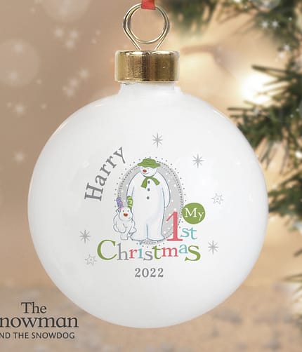 Personalised The Snowman and the Snowdog My 1st Christmas Bauble - ItJustGotPersonal.co.uk