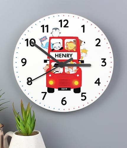Personalised London Animal Bus Wooden Clock - ItJustGotPersonal.co.uk