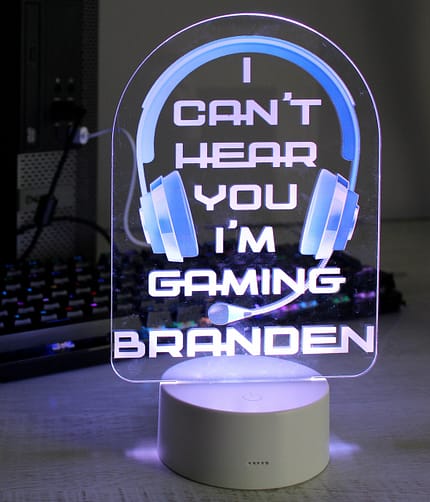 Personalised Blue Gaming LED Colour Changing Night Light - ItJustGotPersonal.co.uk