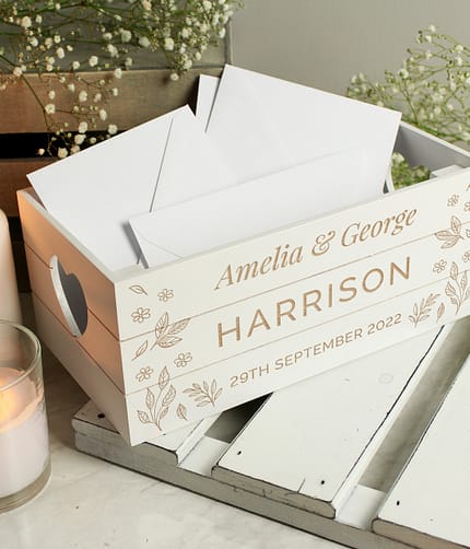 Personalised Free Text White Wooden Crate - ItJustGotPersonal.co.uk