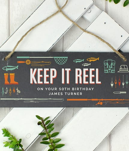 Personalised ""Keep It Reel"" Printed Hanging Slate Plaque - ItJustGotPersonal.co.uk