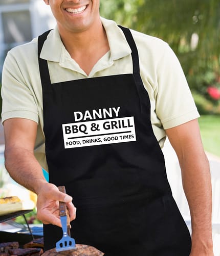 Personalised BBQ & Grill Black Apron - ItJustGotPersonal.co.uk