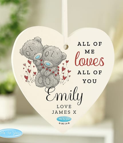 Personalised Me to You Valentine Wooden Heart Decoration - ItJustGotPersonal.co.uk