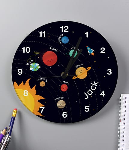 Personalised Solar Space System Glass Clock - ItJustGotPersonal.co.uk