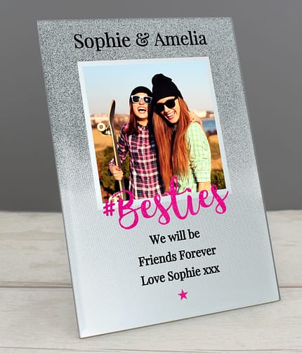 Personalised 'Bestie' 4x4 Glitter Glass Photo Frame - ItJustGotPersonal.co.uk