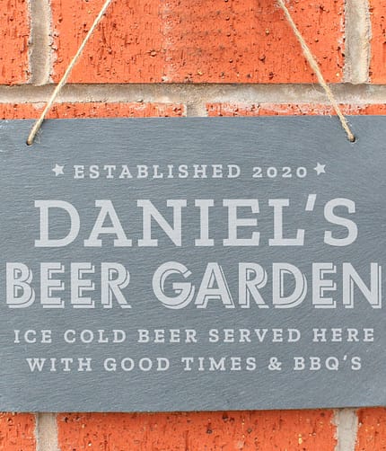 Personalised Beer Garden Hanging Large Slate Sign - ItJustGotPersonal.co.uk