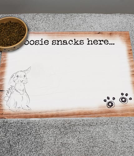 Personalised Scribble Bunny Pet Bowl Mat - ItJustGotPersonal.co.uk
