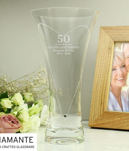 Personalised Special Year Diamante Heart Vase - ItJustGotPersonal.co.uk