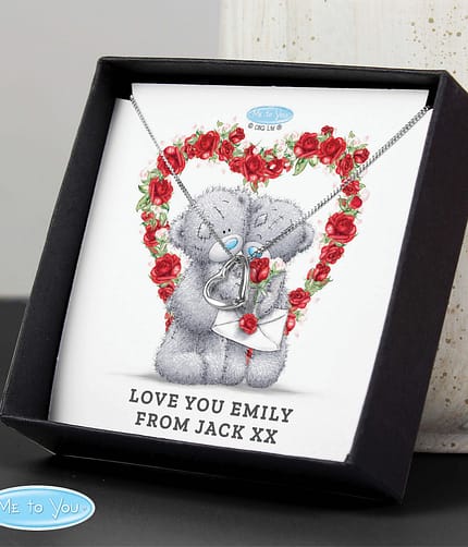 Personalised Me to You Valentine Sentiment Heart Necklace and Box - ItJustGotPersonal.co.uk
