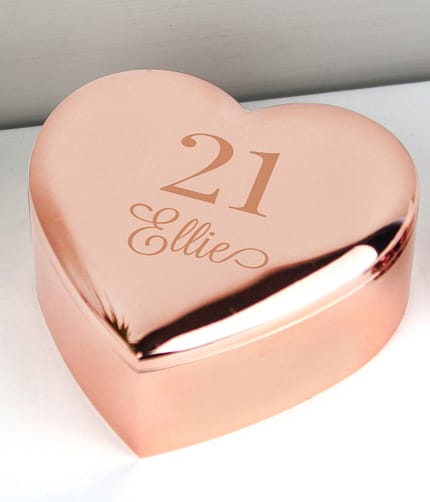 Personalised Big Age Rose Gold Heart Trinket Box - ItJustGotPersonal.co.uk