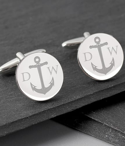 Personalised Anchor Round Cufflinks - ItJustGotPersonal.co.uk