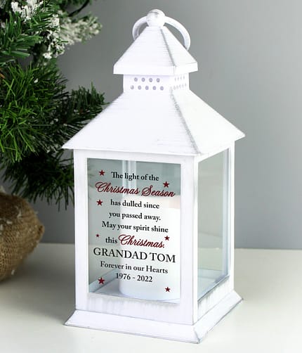 Personalised Christmas Season Memorial White Lantern - ItJustGotPersonal.co.uk