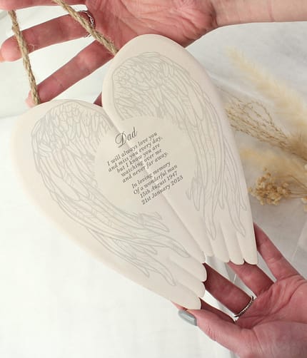 Personalised In Loving Memory Ceramic Wings - ItJustGotPersonal.co.uk