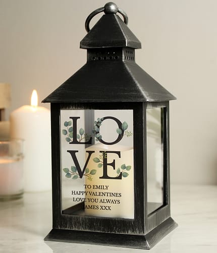 Personalised LOVE LED Black Lantern - ItJustGotPersonal.co.uk