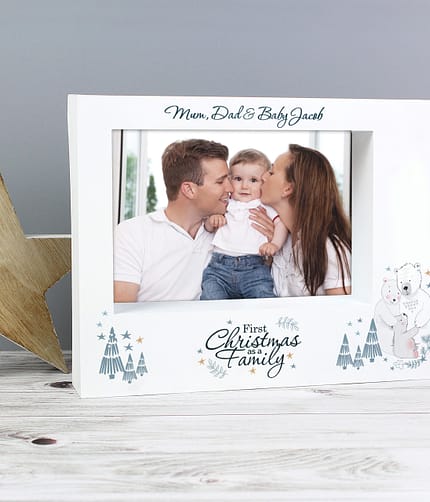Personalised Polar Bear '1st Christmas As A Family' 5x7 Box Photo Frame - ItJustGotPersonal.co.uk