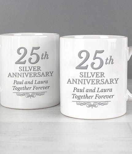 Personalised 25th Silver Anniversary Mug Set - ItJustGotPersonal.co.uk