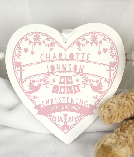 Personalised Pink Papercut Style Large Wooden Heart - ItJustGotPersonal.co.uk