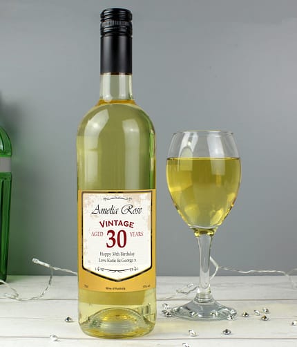 Personalised White Wine Vintage Age Label - ItJustGotPersonal.co.uk