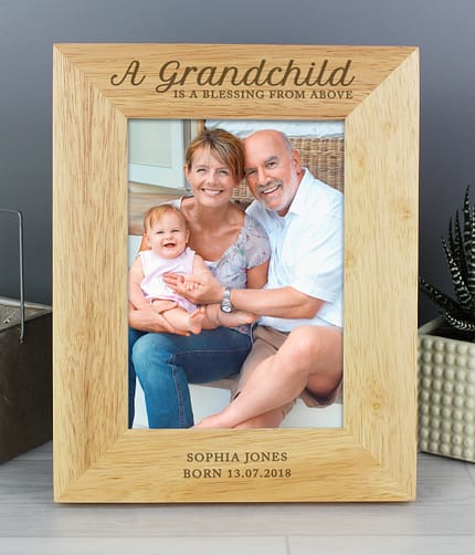 Personalised 'A Grandchild is a Blessing' 5x7 Wooden Photo Frame - ItJustGotPersonal.co.uk
