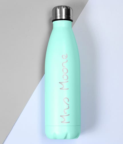 Personalised Name Only Mint Green Metal Insulated Drinks Bottle - ItJustGotPersonal.co.uk