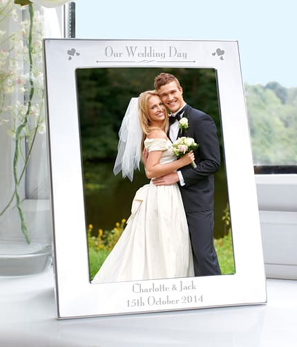 Personalised Silver 5x7 Decorative Our Wedding Day Photo Frame - ItJustGotPersonal.co.uk