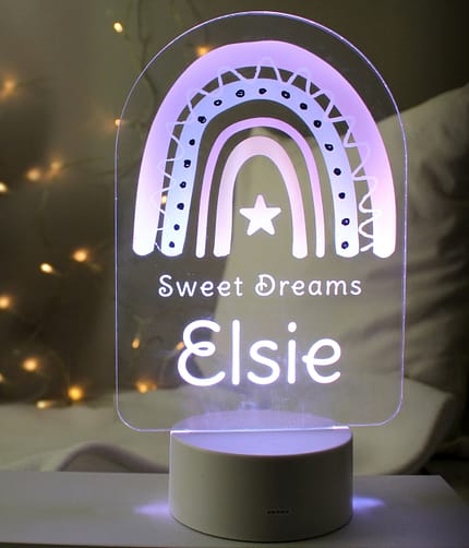 Personalised Pink Rainbow LED Colour Changing Night Light - ItJustGotPersonal.co.uk