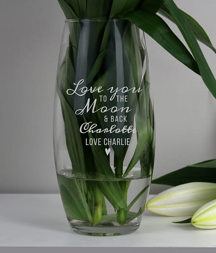 Personalised Love You To The Moon and Back Bullet Vase - ItJustGotPersonal.co.uk