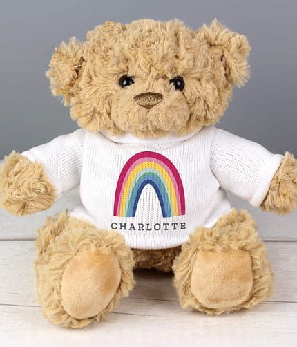 Personalised Rainbow Teddy Bear - ItJustGotPersonal.co.uk
