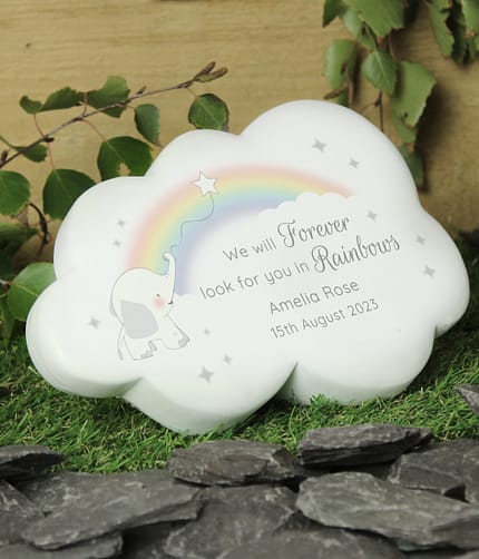 Personalised Rainbow Elephant Cloud Memorial Resin Stone - ItJustGotPersonal.co.uk