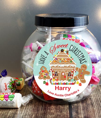 Personalised Gingerbread House Sweet Jar - ItJustGotPersonal.co.uk