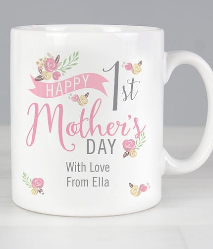 Personalised Floral Bouquet 1st Mothers Day Mug - ItJustGotPersonal.co.uk