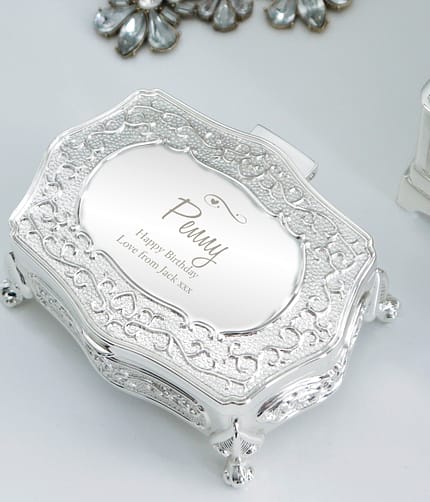 Personalised Swirls & Hearts Small Antique Trinket Box - ItJustGotPersonal.co.uk