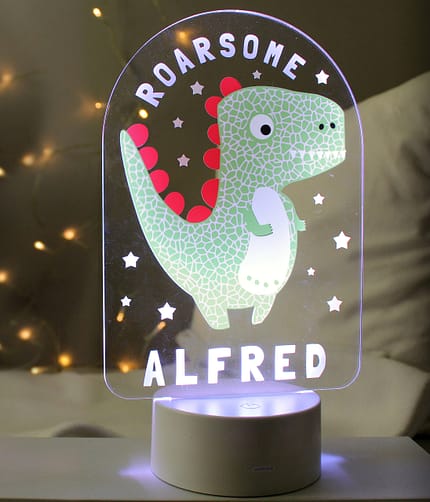 Personalised Roarsome Dinosaur LED Colour Changing Night Light - ItJustGotPersonal.co.uk