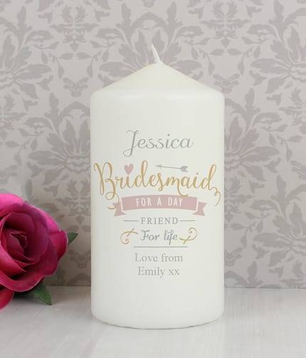 Personalised I Am Glad... Bridesmaid Pillar Candle - ItJustGotPersonal.co.uk