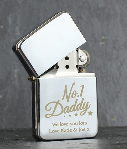 Personalised No.1 Daddy Silver Lighter - ItJustGotPersonal.co.uk