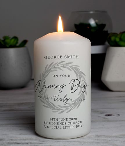 Personalised Truly Blessed Naming Day Pillar Candle - ItJustGotPersonal.co.uk