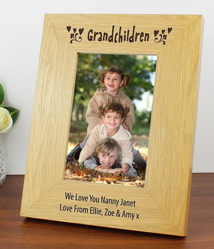 Personalised Oak Finish 6x4 Grandchildren Photo Frame - ItJustGotPersonal.co.uk