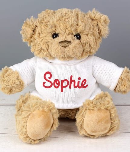 Personalised Name Only Teddy Bear - Red - ItJustGotPersonal.co.uk