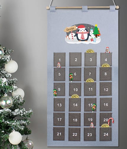 Personalised Christmas Penguin Advent Calendar In Silver Grey - ItJustGotPersonal.co.uk