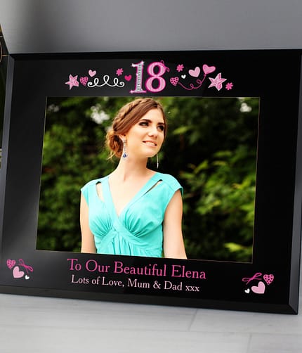 Personalised 18th Birthday Black Glass 5x7 Frame - ItJustGotPersonal.co.uk