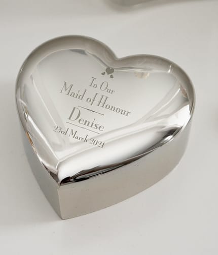 Personalised Decorative Wedding Maid of Honour Heart Trinket Box - ItJustGotPersonal.co.uk