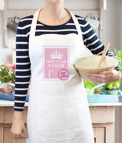 Personalised Pink 1st Class Apron - ItJustGotPersonal.co.uk