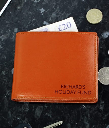 Personalised Message Tan Leather Wallet - ItJustGotPersonal.co.uk