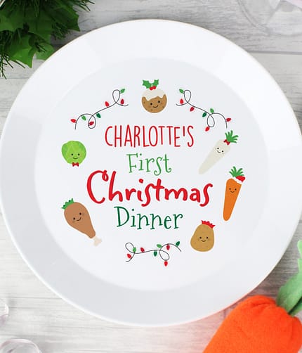Personalised 'First Christmas Dinner' Plastic Plate - ItJustGotPersonal.co.uk