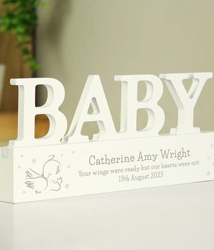 Personalised Memorial Wooden Baby Ornament - ItJustGotPersonal.co.uk