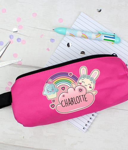 Personalised Cute Bunny Pink Pencil Case - ItJustGotPersonal.co.uk